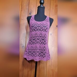 Purple Lace Sleeveless Top